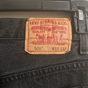 LEVI'S Urban Renewal Black Distressed Jeans 33x32 505 Regular Fit Soft Grunge